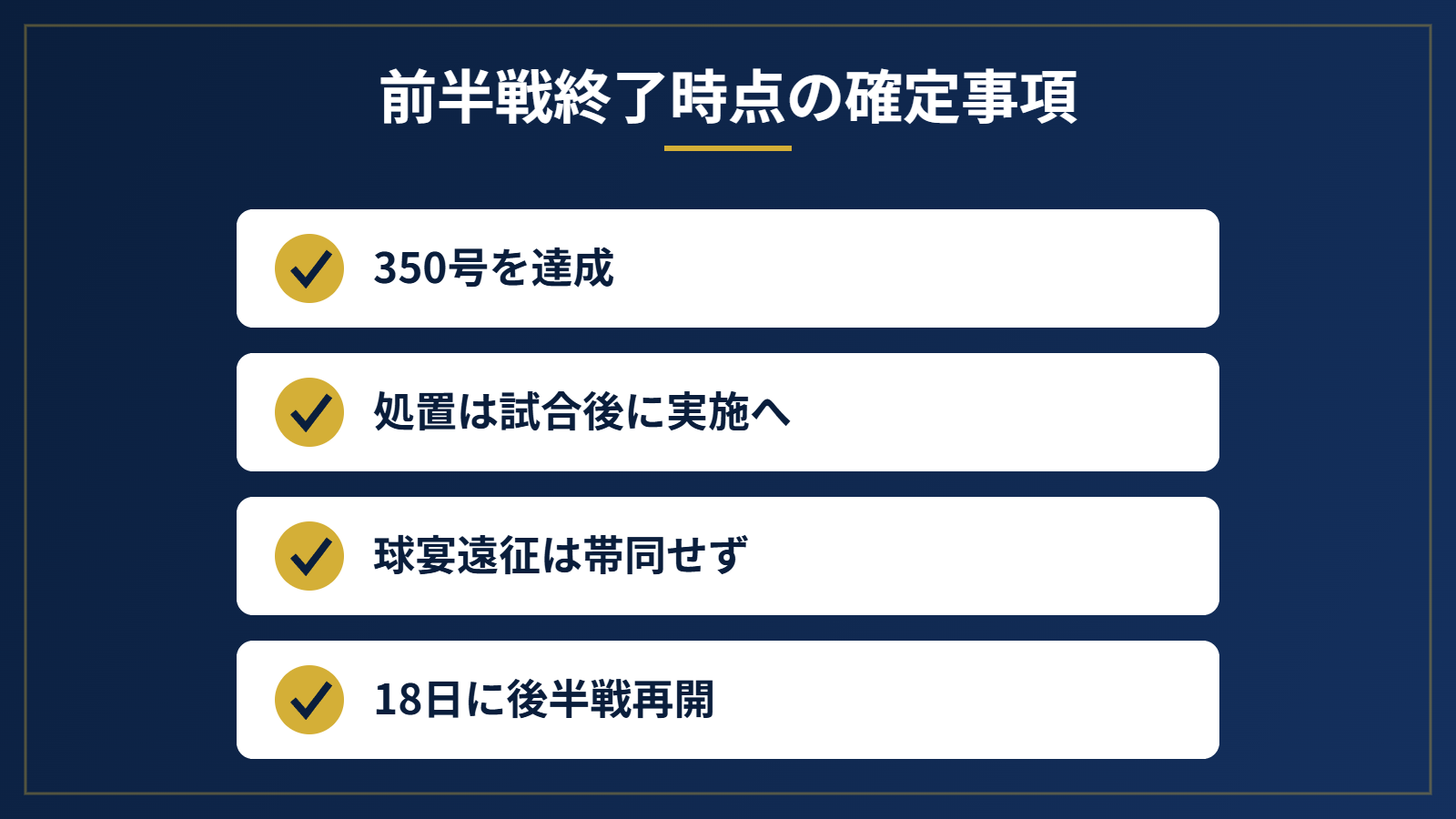 大谷翔平の前半戦終了時点の状況をまとめたチェックリスト
