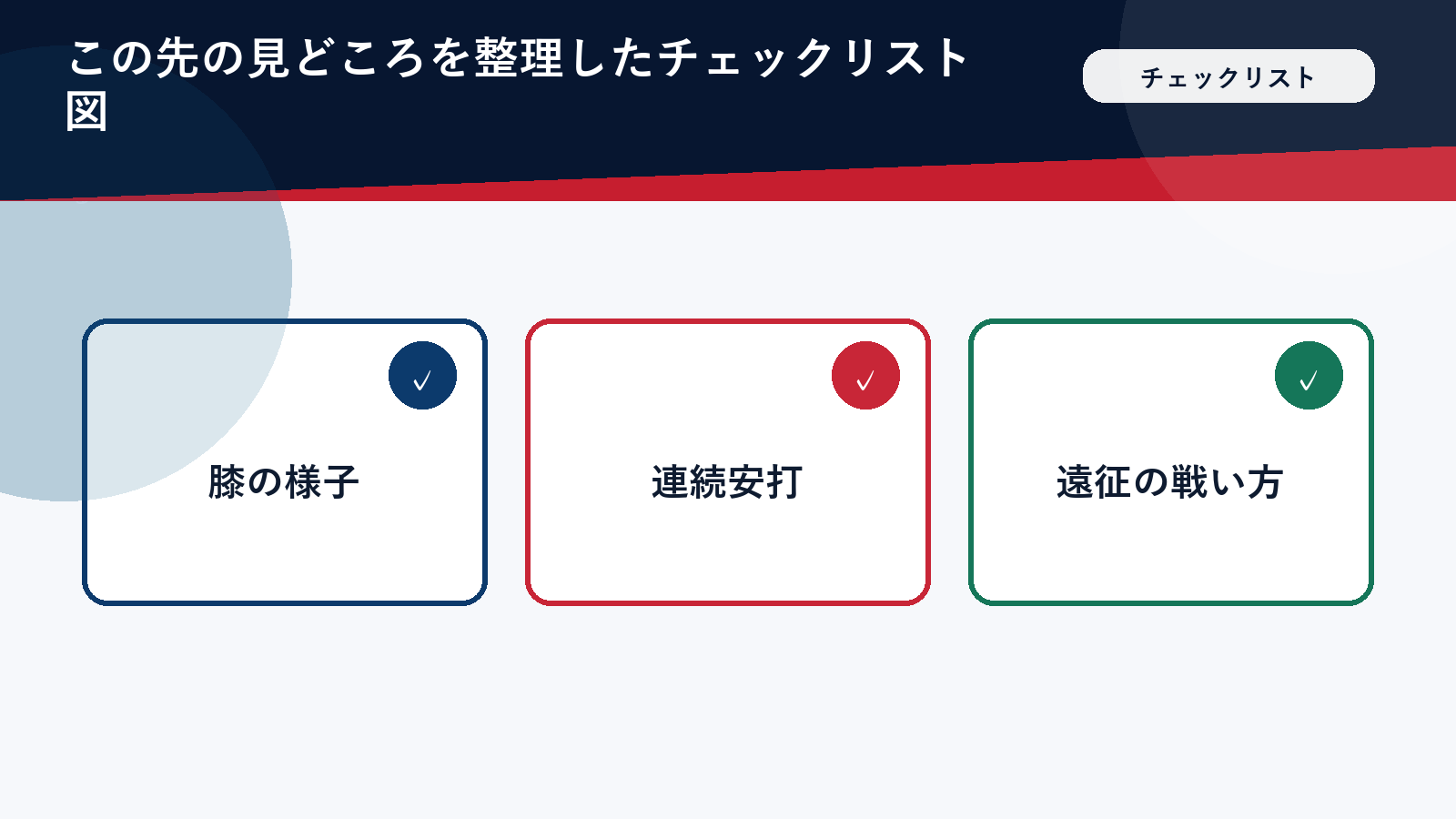 この先の見どころを整理したチェックリスト図