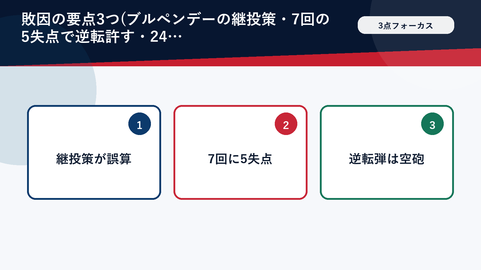 8月1日レッドソックス戦の敗因3つの整理