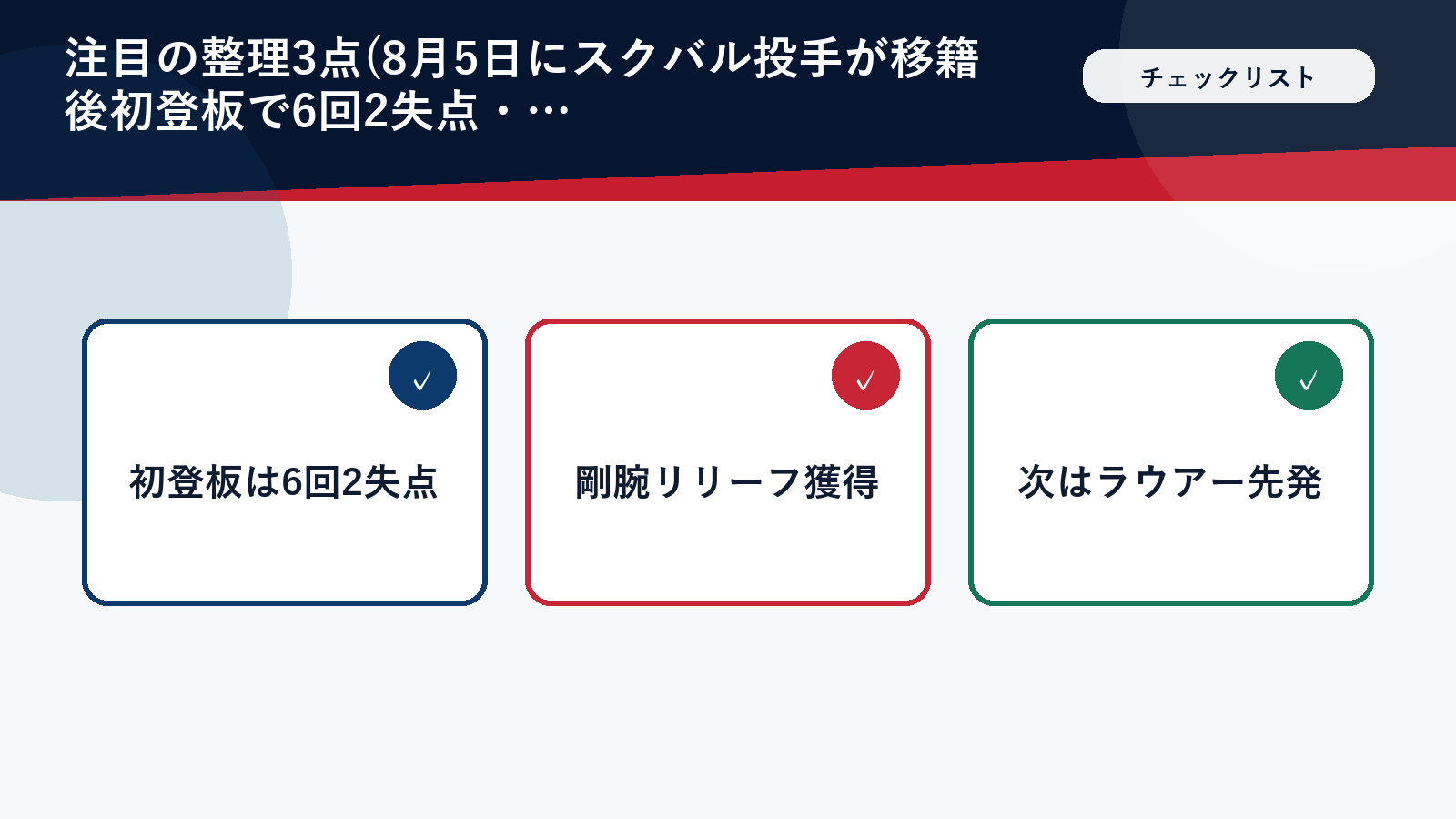 ドジャースの今後の注目ポイントの整理
