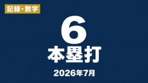 記録・数字、6本塁打、2026年7月の文字