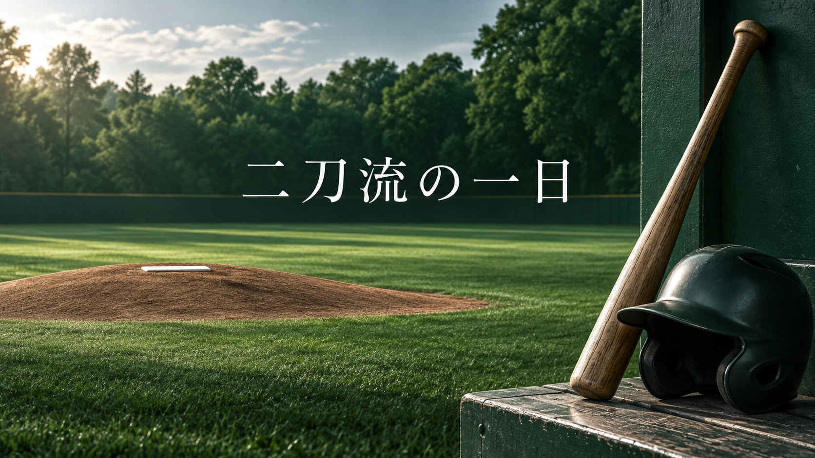 マウンドとバットで投打二つの役割を表すイメージ