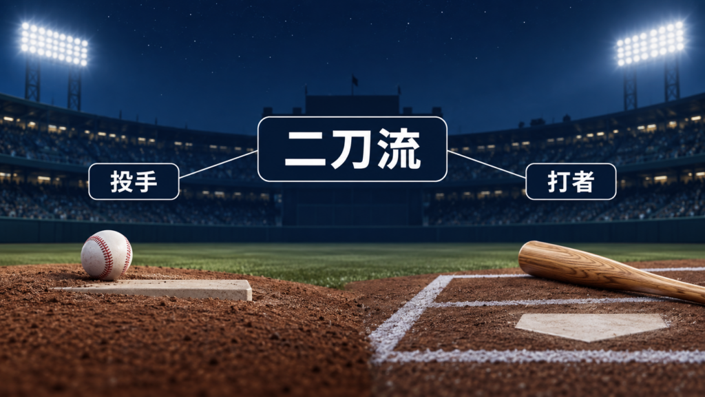 一人の選手が投手と打者を担う二刀流の図