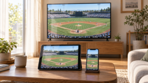 テレビとネット配信で大谷翔平の試合を見る方法を象徴するイメージ