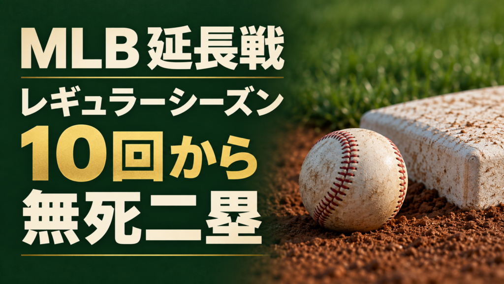 MLBレギュラーシーズンでは、延長10回以降の各回を無死二塁で始めます。