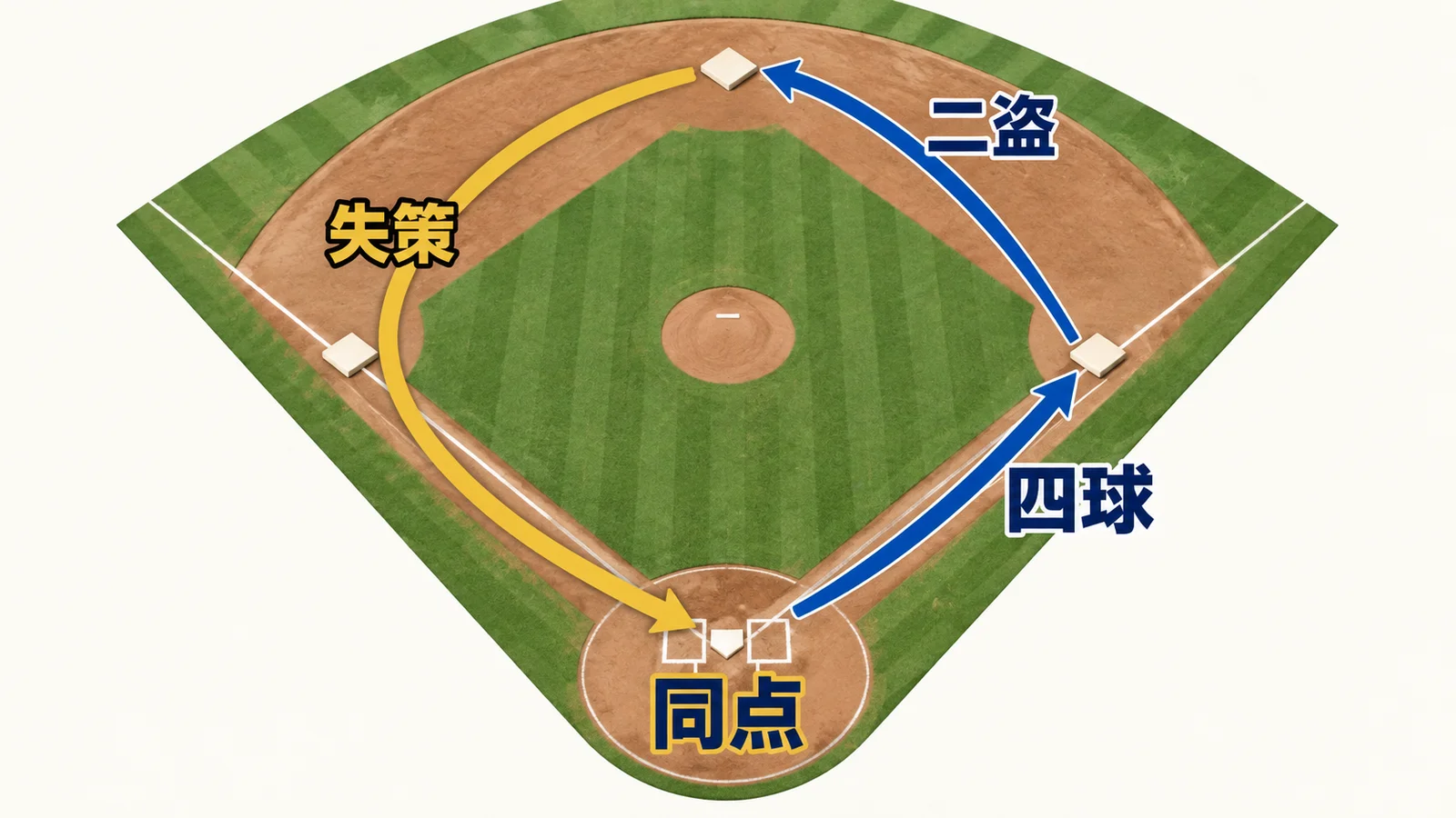 大谷が四球で一塁、二盗で二塁、失策が絡み本塁へ進む経路