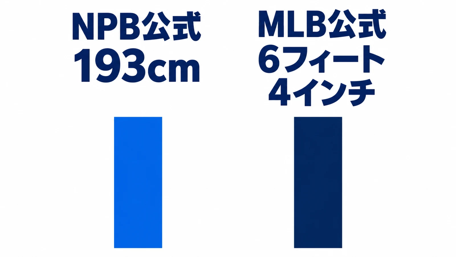 NPB公式・MLB公式・193cm・6フィート4インチ