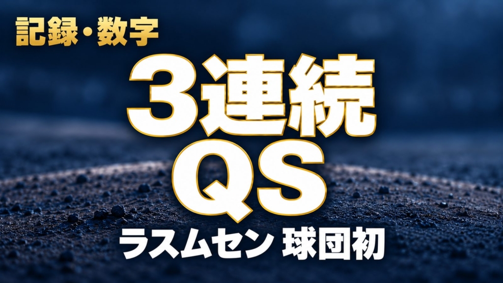 記録・数字、3連続QS、ラスムセン 球団初